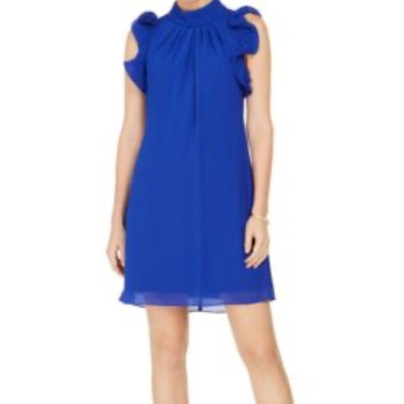 Vince Camuto Dress high neck ruffle sleeve shift size 8 - Picture 1 of 6